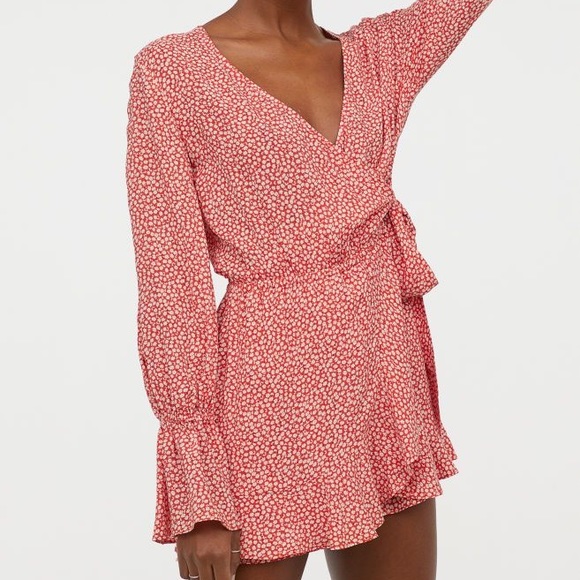 H&M red floral long sleeve romper - Picture 2 of 6